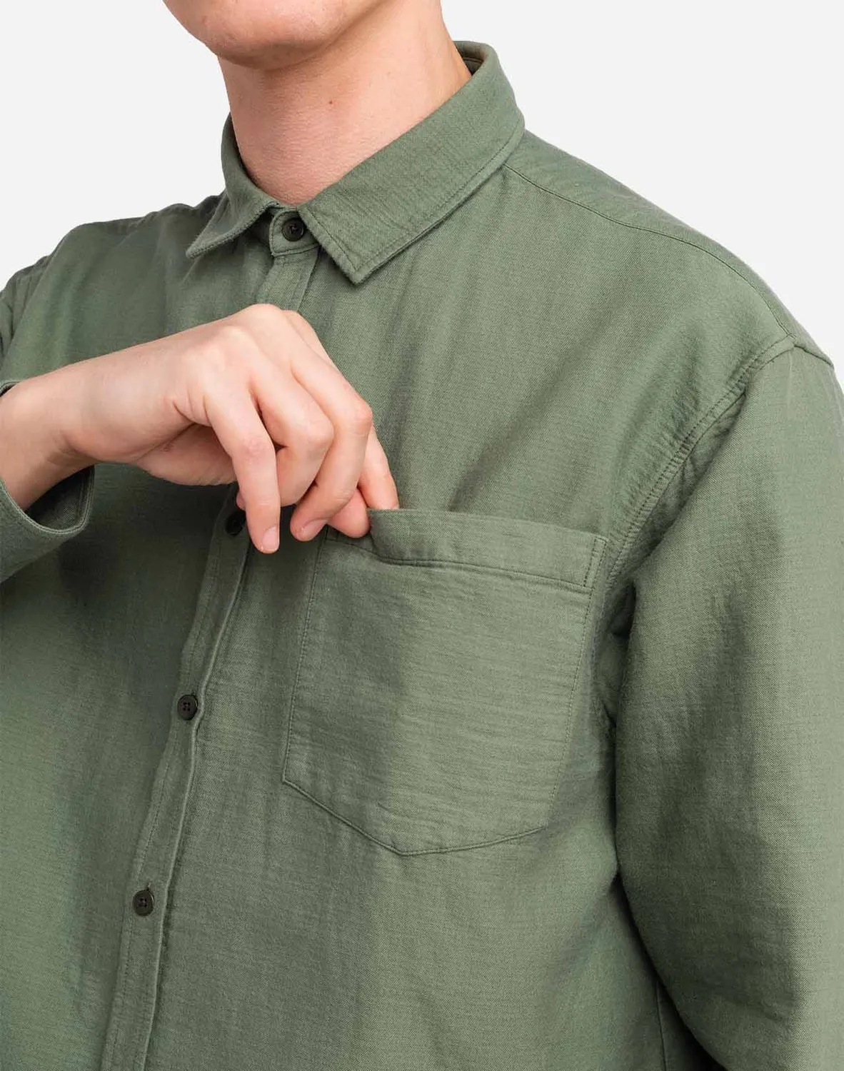 OLOW Nago chemise homme vert olive gaze coton
