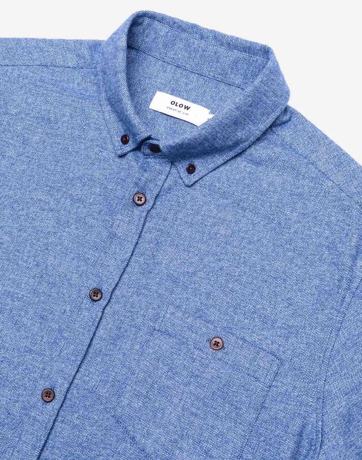 OLOW Classico Barneville chemise flanelle bleu chiné coton
