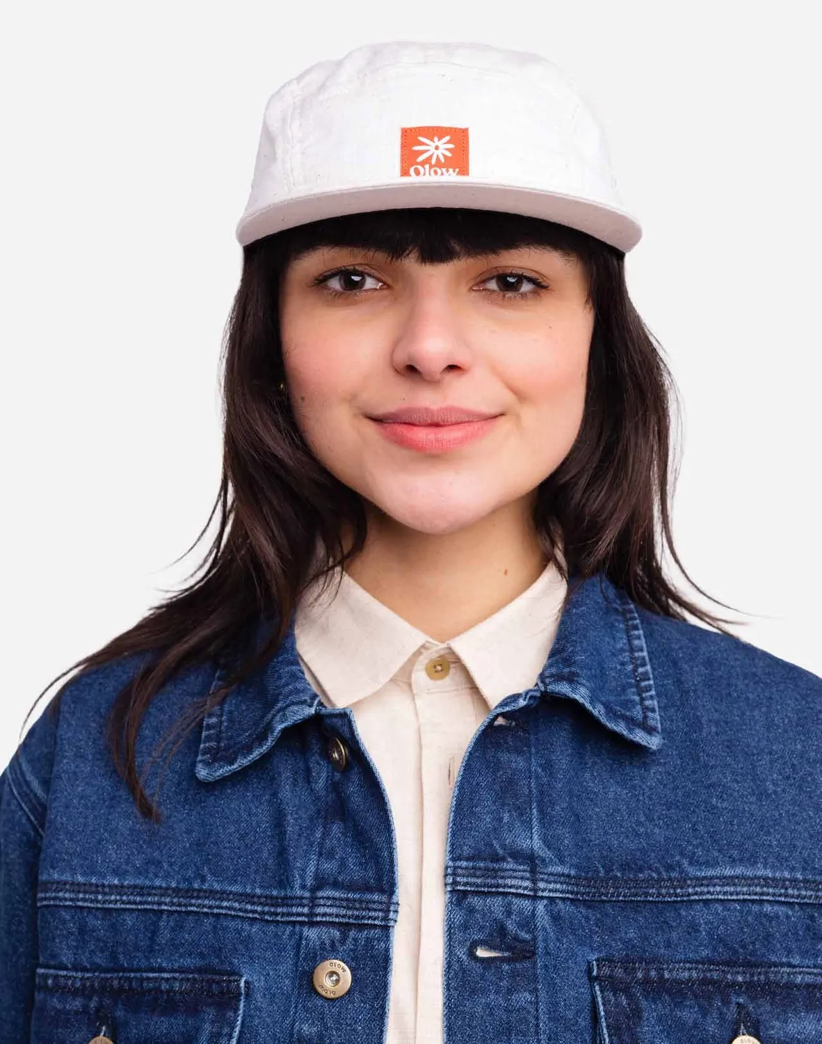 OLOW Five Panel Flower casquette écru coton lin