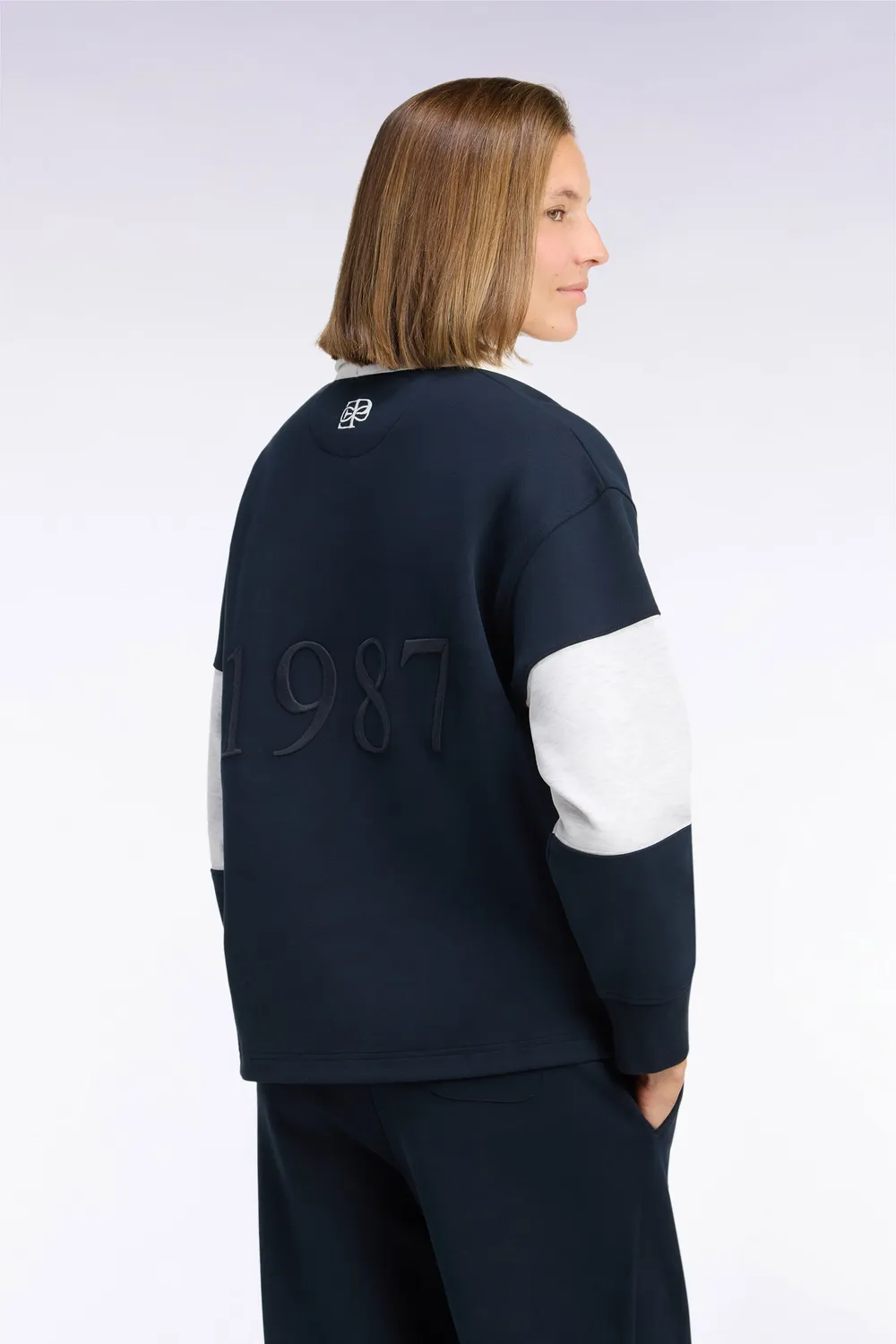 Eden Park Rugby Heritage Sweat Marine Col Maillot Loose