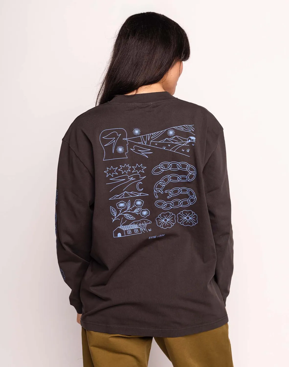 OLOW Awake t-shirt manches longues noir carbone coton bio