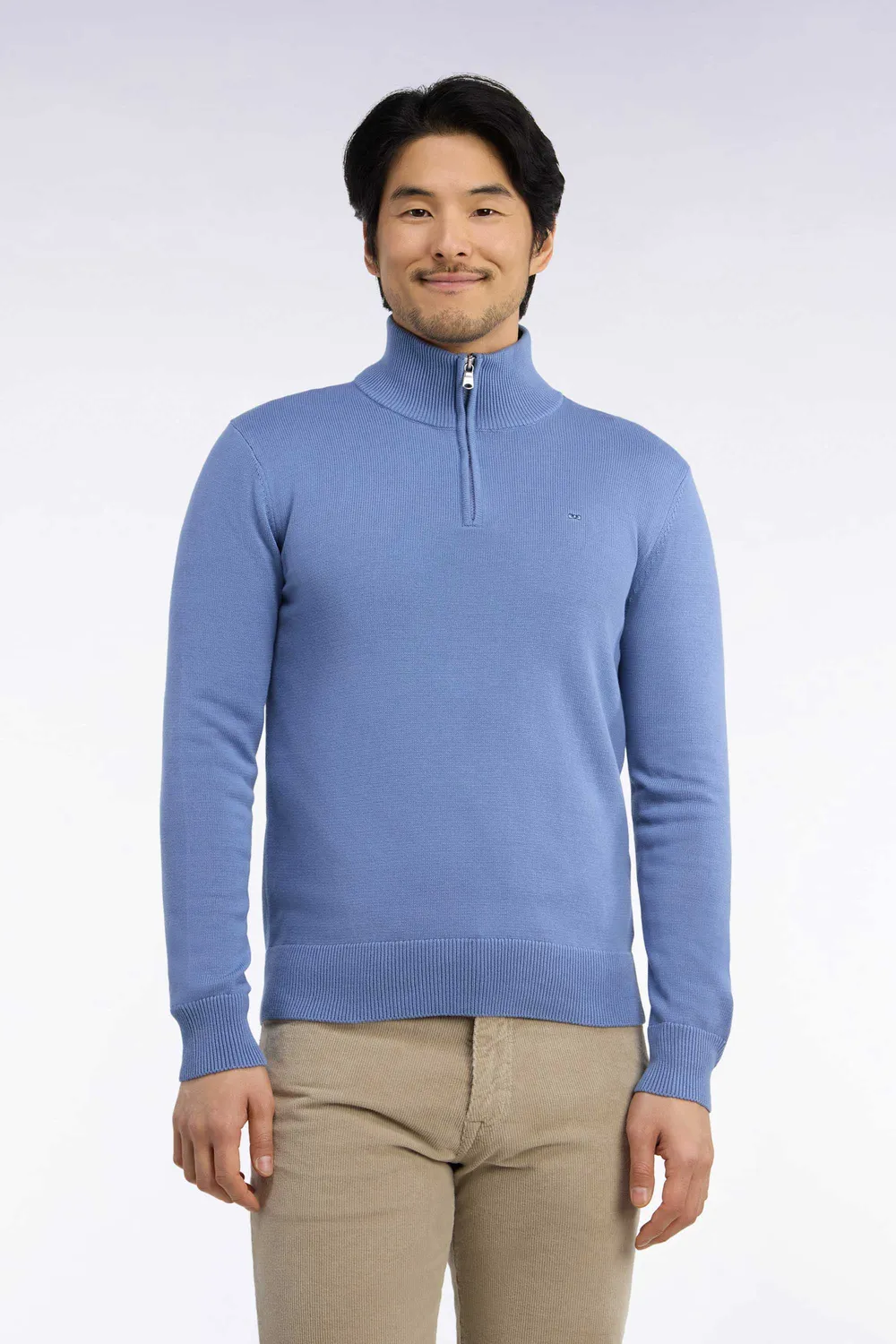 Eden Park Pull col camionneur coton ciel semi-zippé