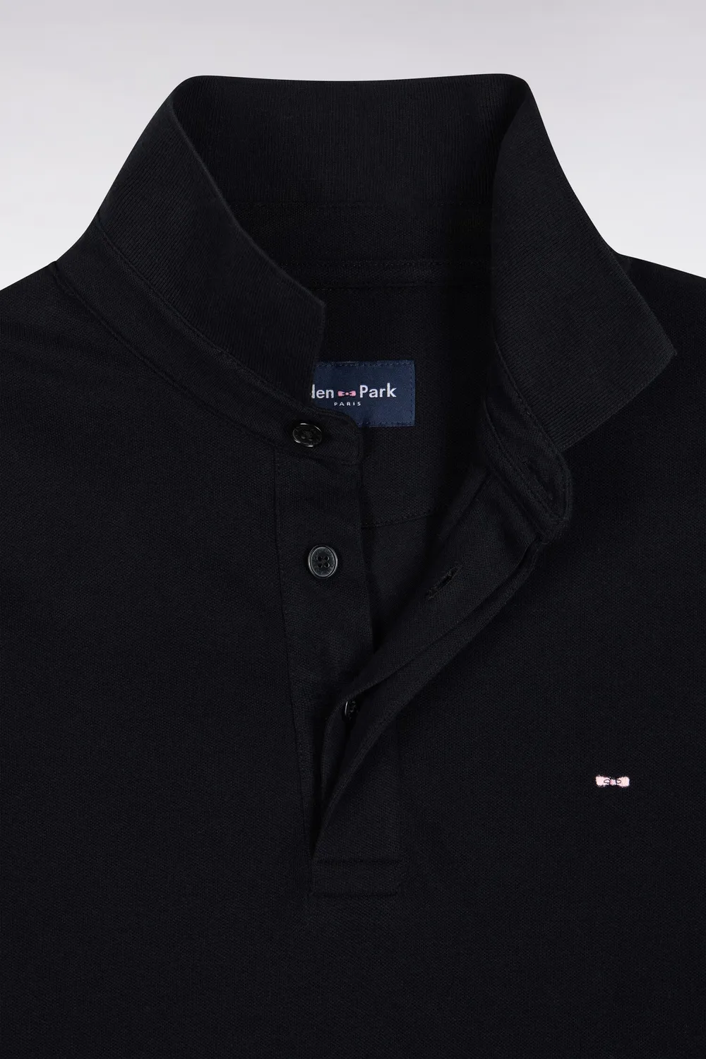 Eden Park polo manches longues coton stretch noir slim