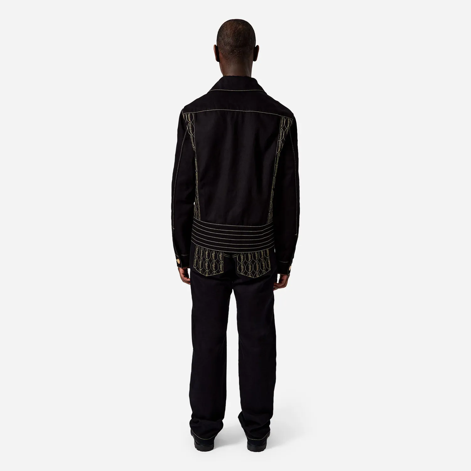 Labrum Black Label jean homme monogramme noir brodé