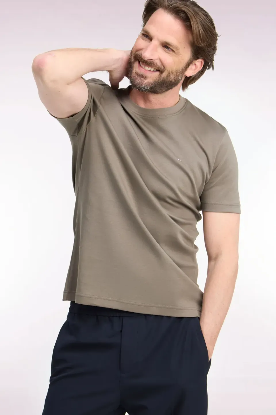 Eden Park t-shirt coton beige coupe droite col rond