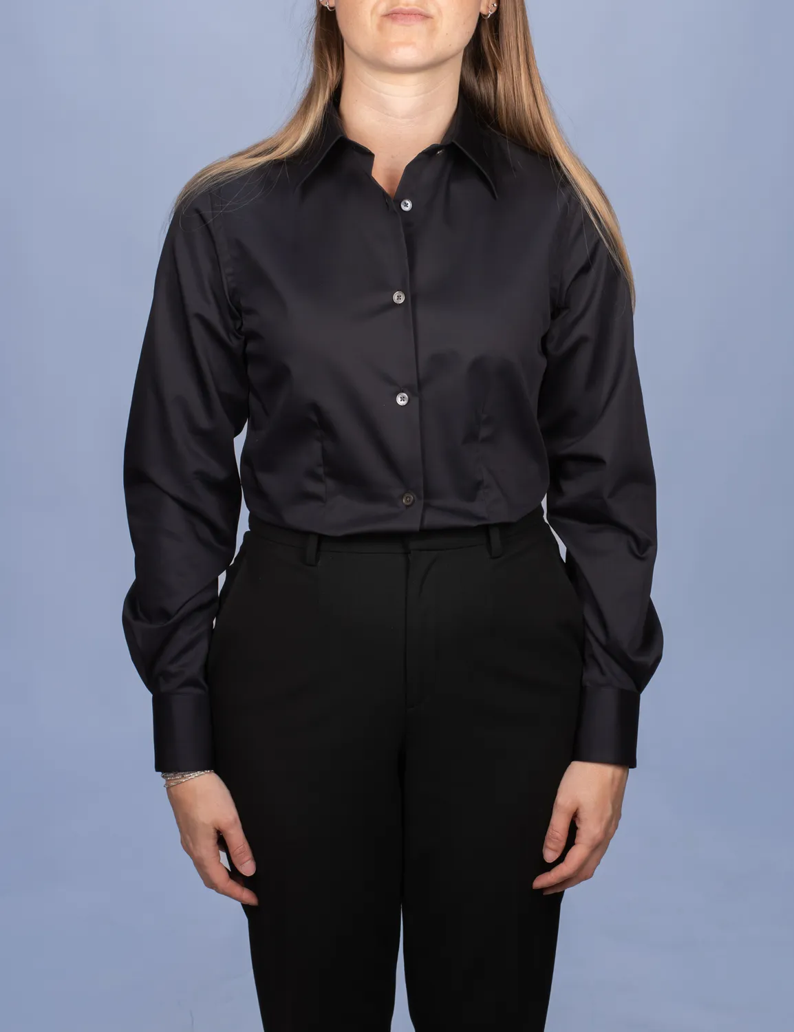 La Chemise Française Satin Noir chemisier femme coton brillant