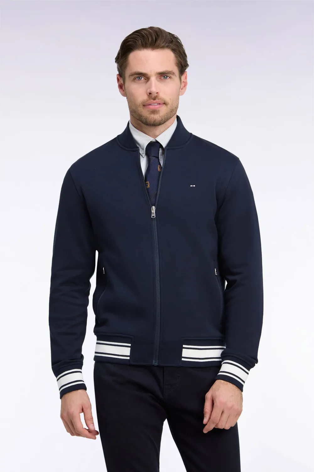 Eden Park College sweatshirt zippé Teddy marine homme