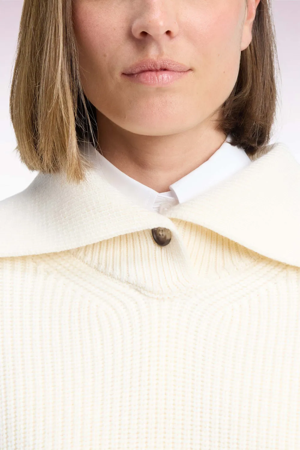Eden Park pull vareuse laine écru femme oversized