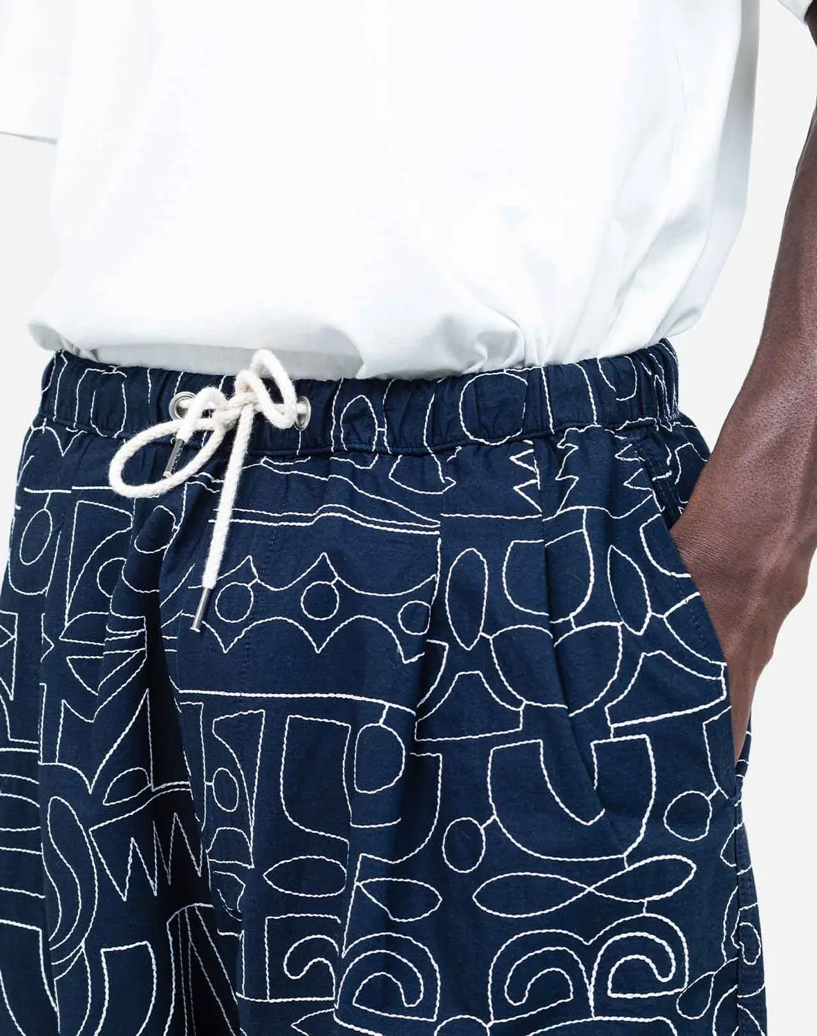 OLOW Bruce Palang pantalon bleu marine large en coton bio