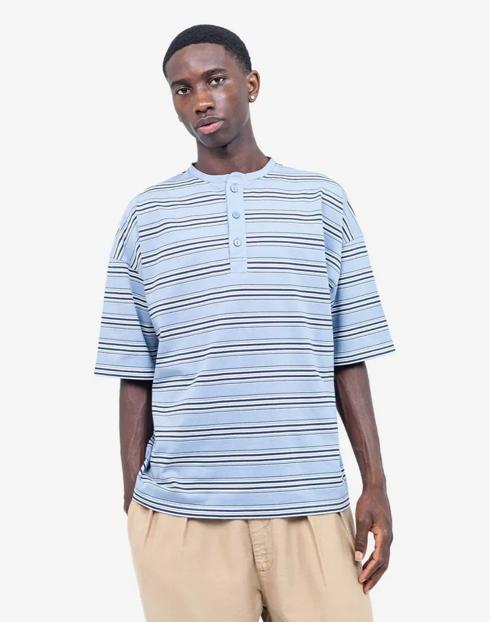 OLOW Omi T-shirt ample rayé bleu azur