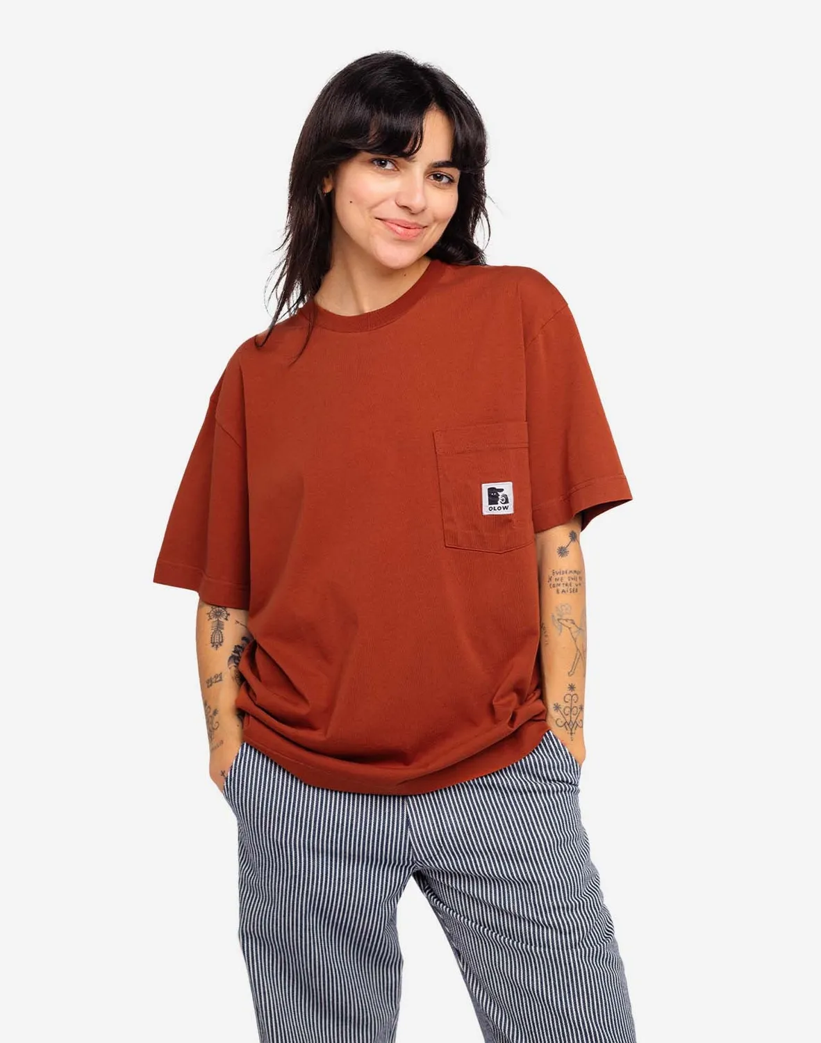 Olow Japo t-shirt rouille ample poche coton bio