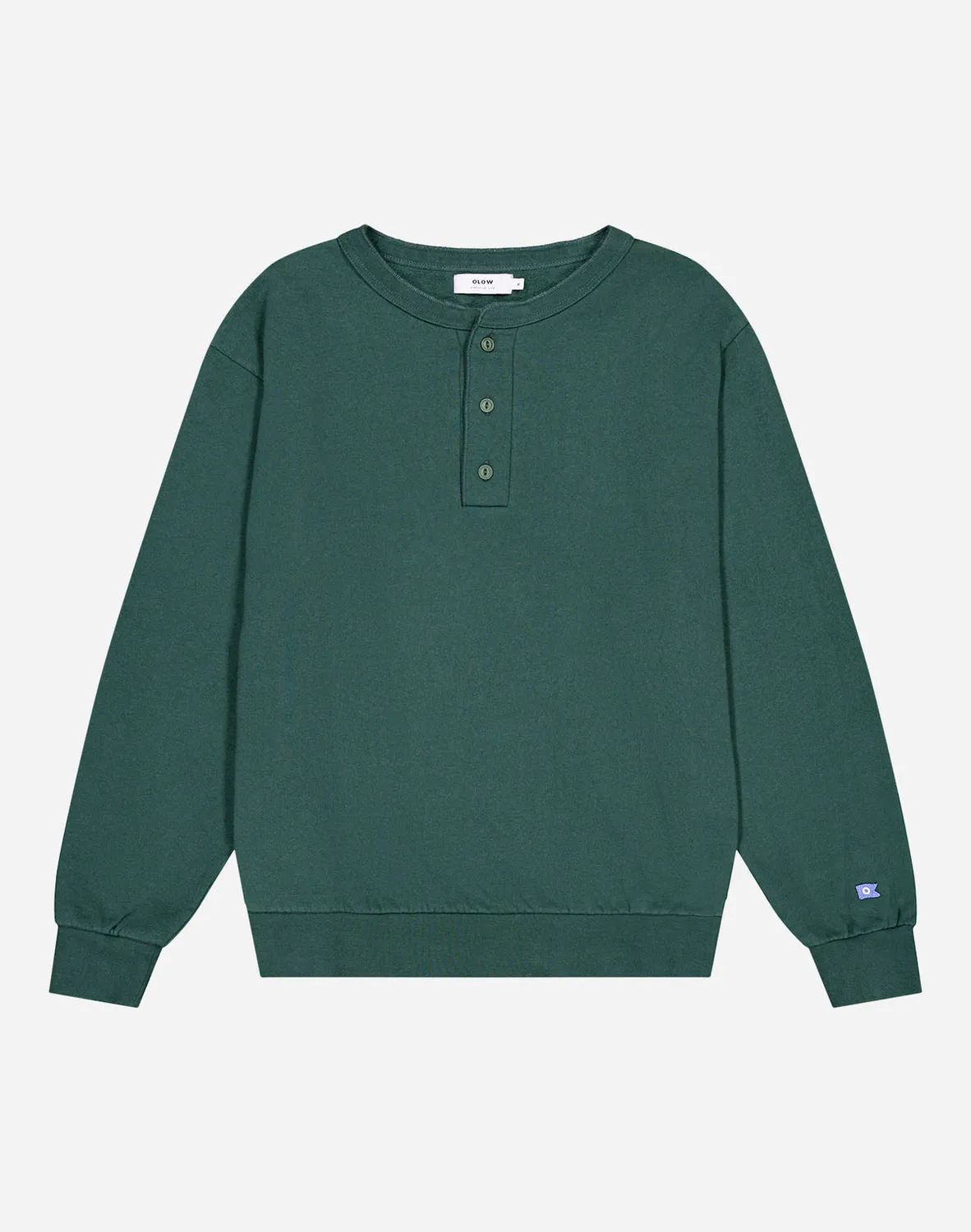 OLOW Bally Sweat coton bio vert forêt col boutonné