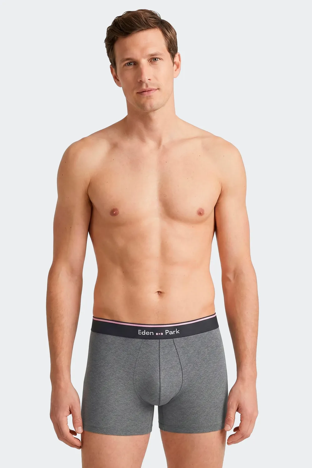 Eden Park lot 2 boxers homme coton marine gris stretch