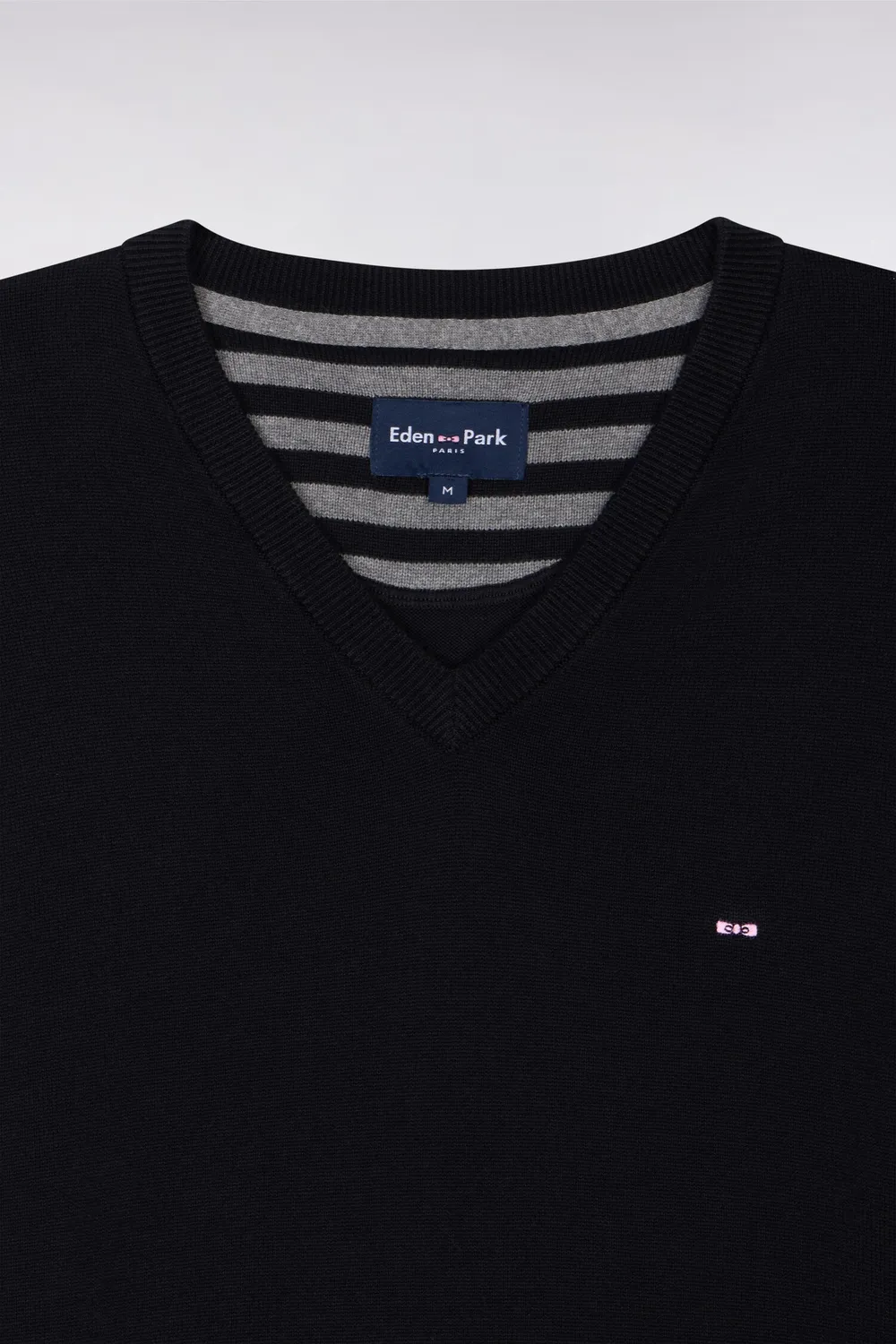 Eden Park pull homme noir col V coton regular fit