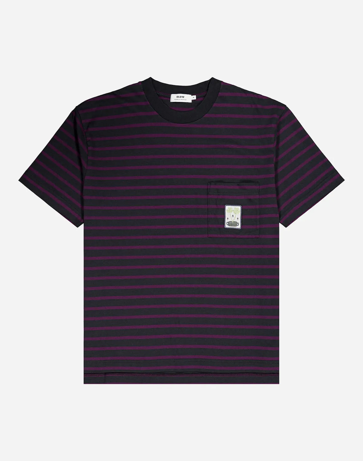 OLOW Clover t-shirt rayé prune poche coton