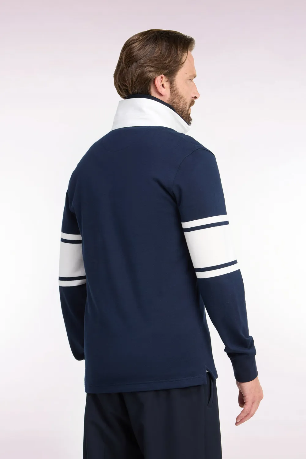Eden Park maillot rugby homme manches longues marine blanc