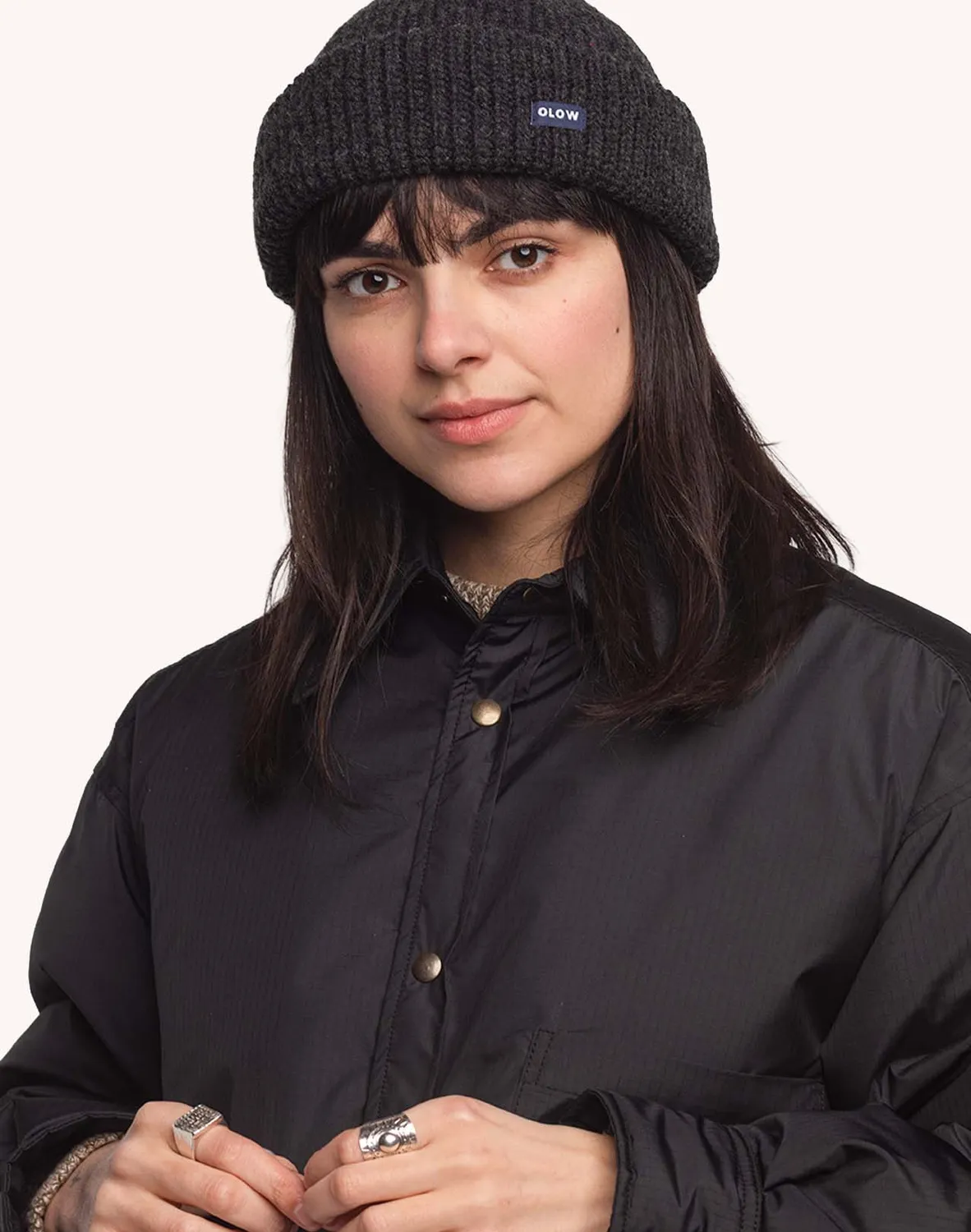 OLOW Laban bonnet noir chiné TU laine mérinos