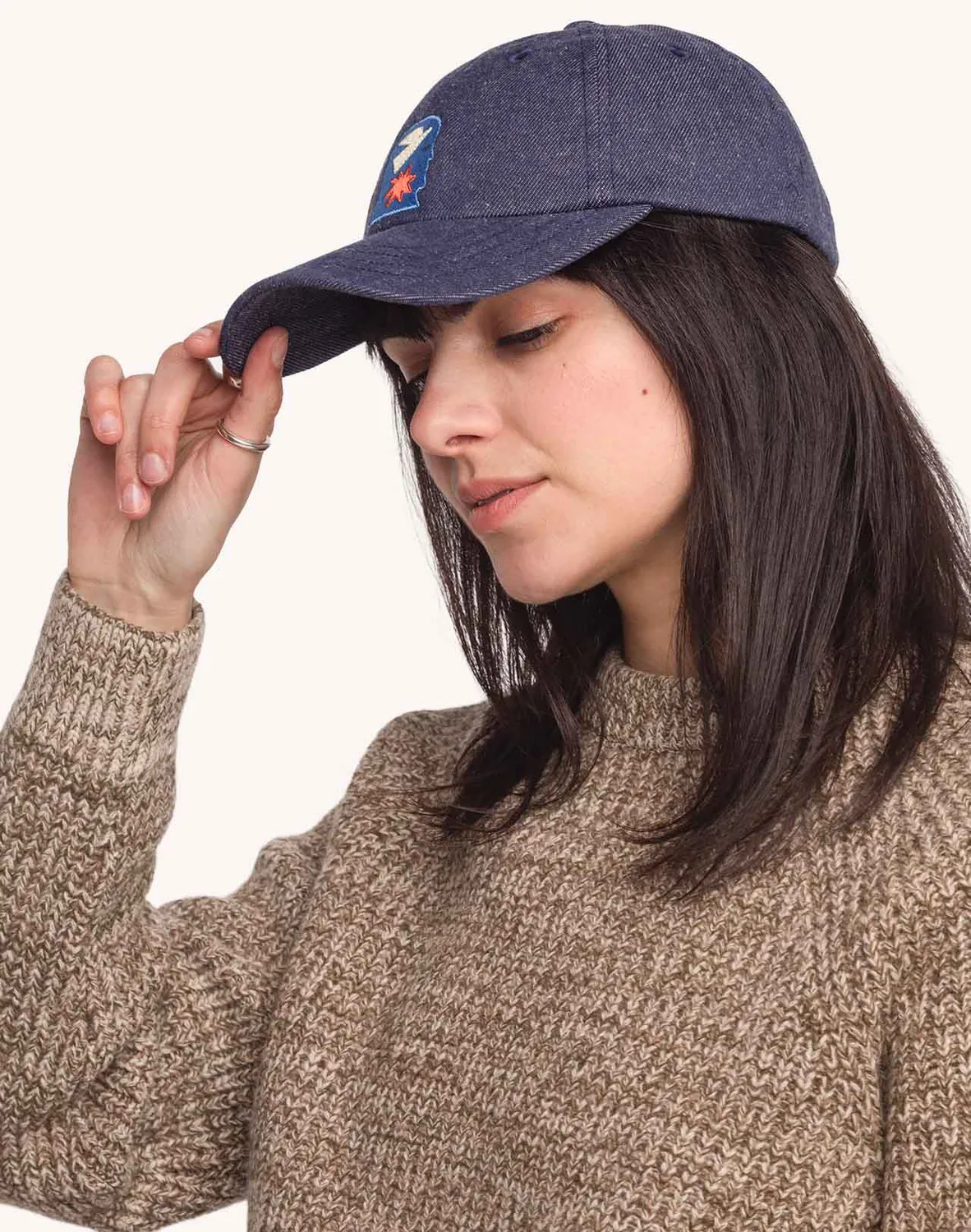 OLOW Six Panel Free Mind casquette denim bleu
