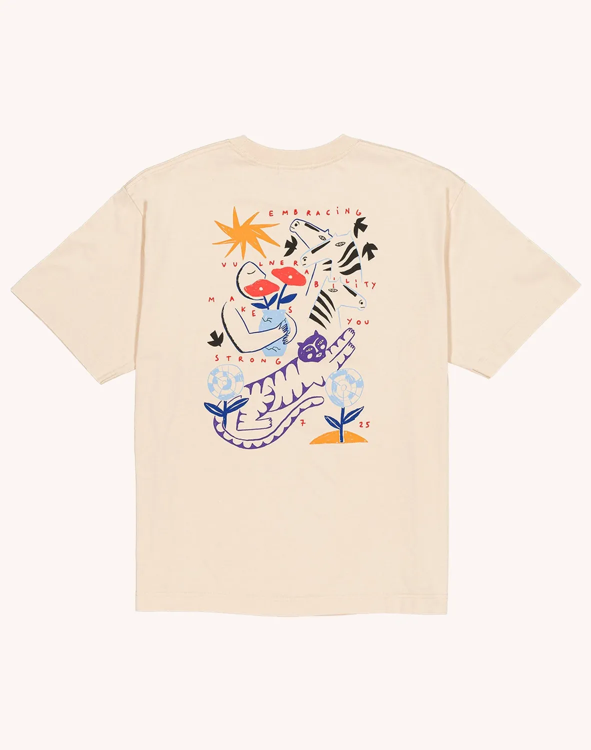 OLOW Strong t-shirt crème coton bio brodé