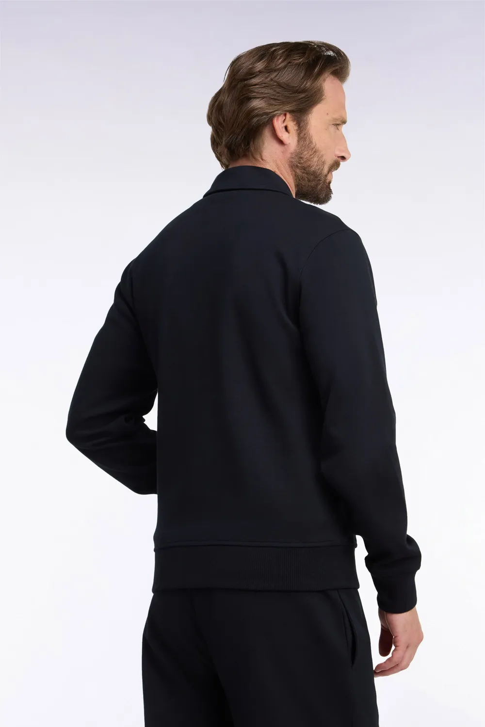 Eden Park sweat zippé col polo coton noir droit