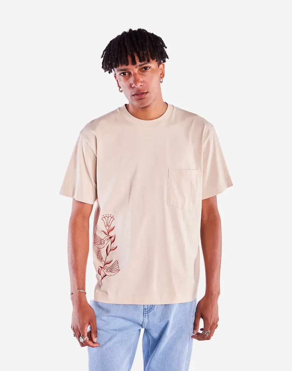 Olow Hummingbirds t-shirt crème ample vintage