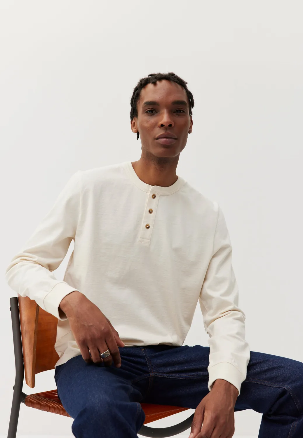 Loom Le Henley t-shirt manches longues bleu marine