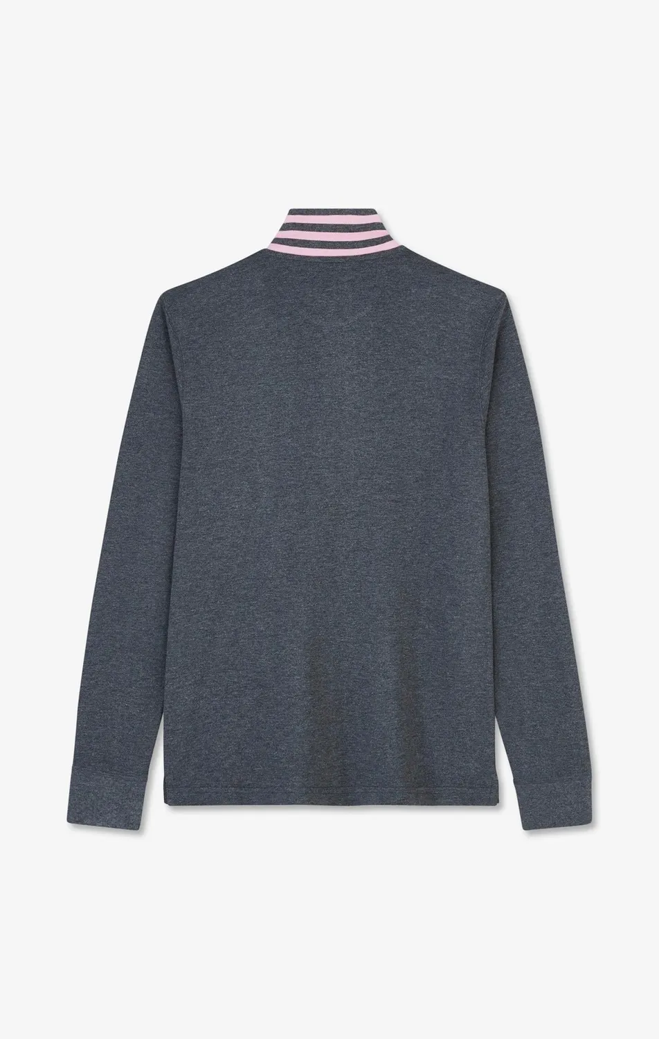 Eden Park polo manches longues coton gris col contrasté