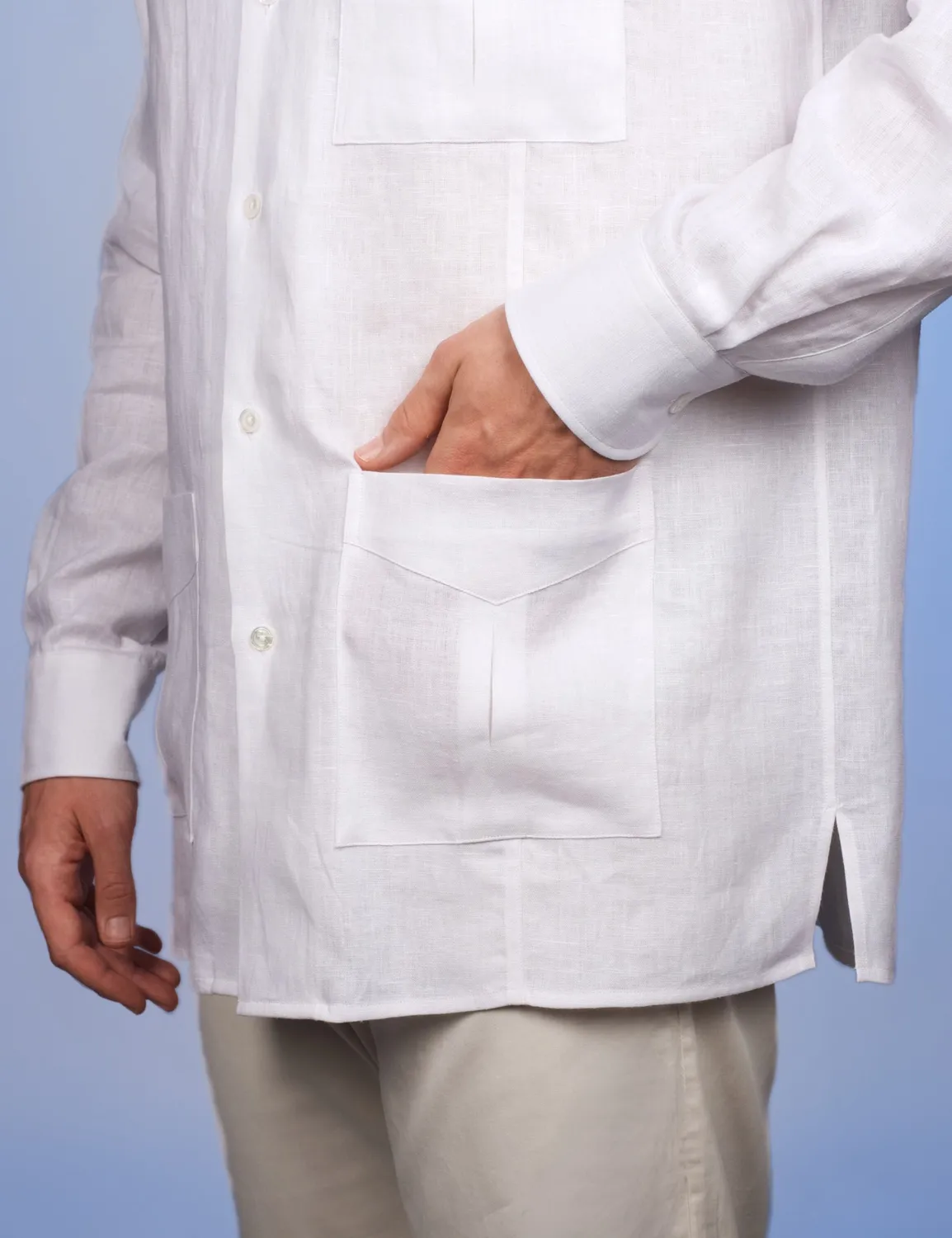La Chemise Française Aficionado Blanche chemise lin poches cigares