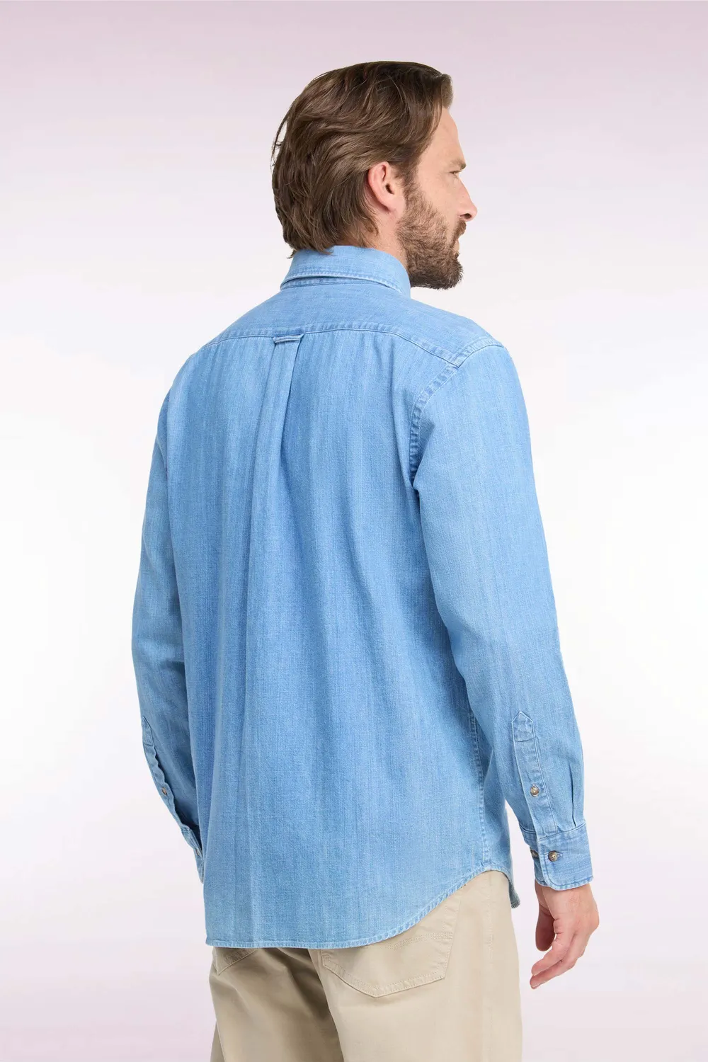 Eden Park chemise denim ciel coton coupe droite homme