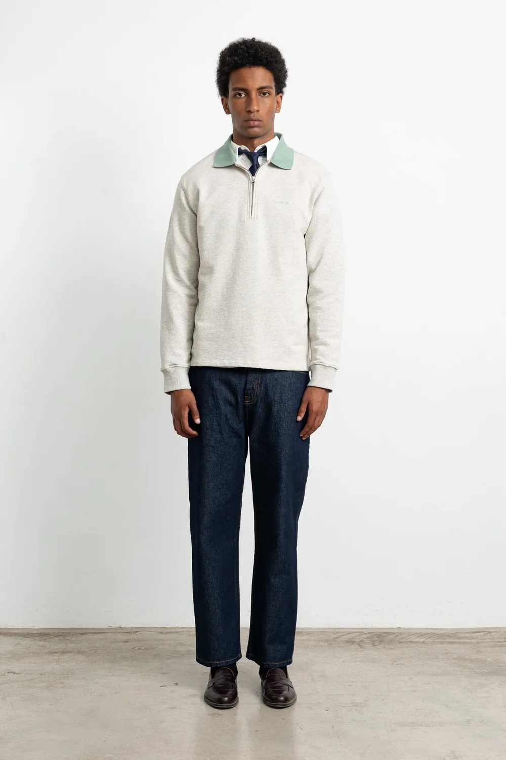 Edmmond Studios Minilogo Zip polo gris chiné 450g