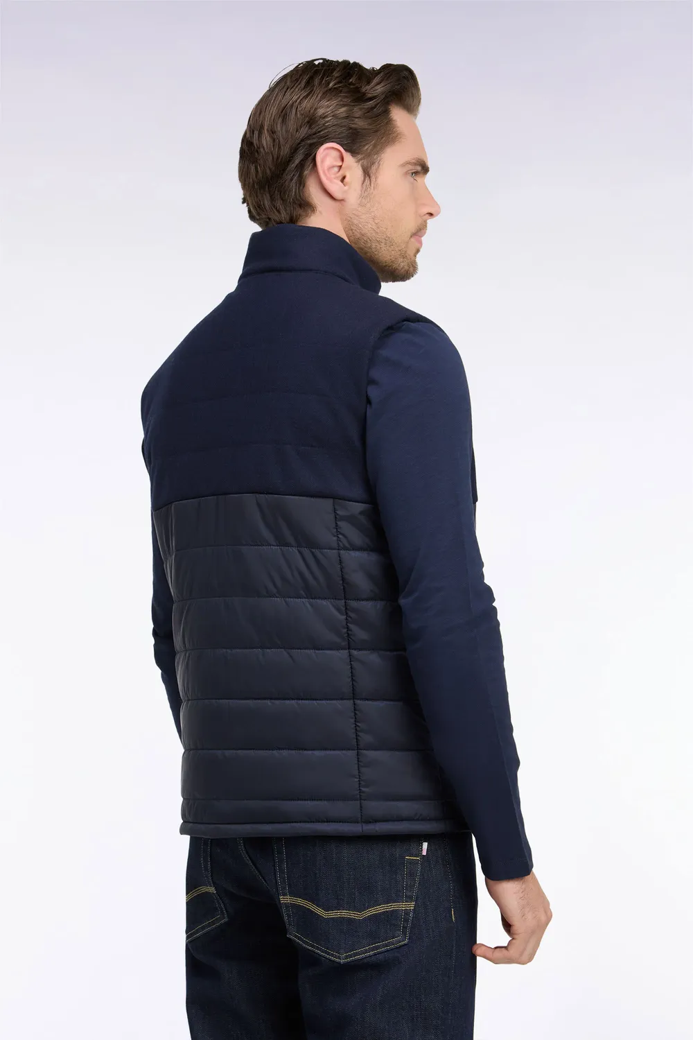 Eden Park doudoune sans manches marine nylon flanelle