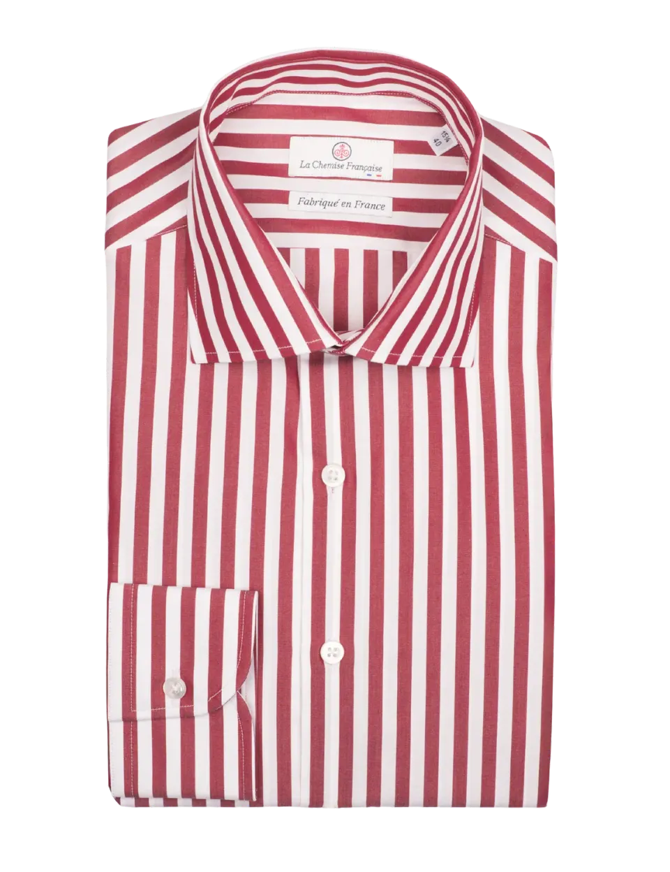 La Chemise Française Rayure Bâton Bourgogne 7mm chemise homme col italien