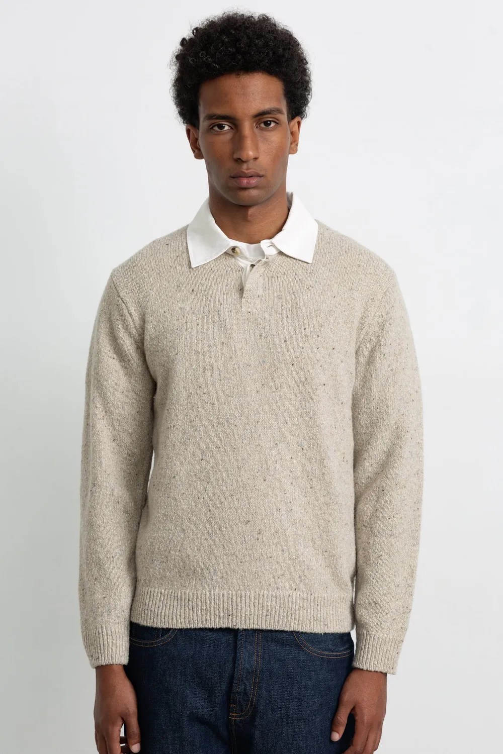 Edmmond Studios Paris polo taupe tweed contraste