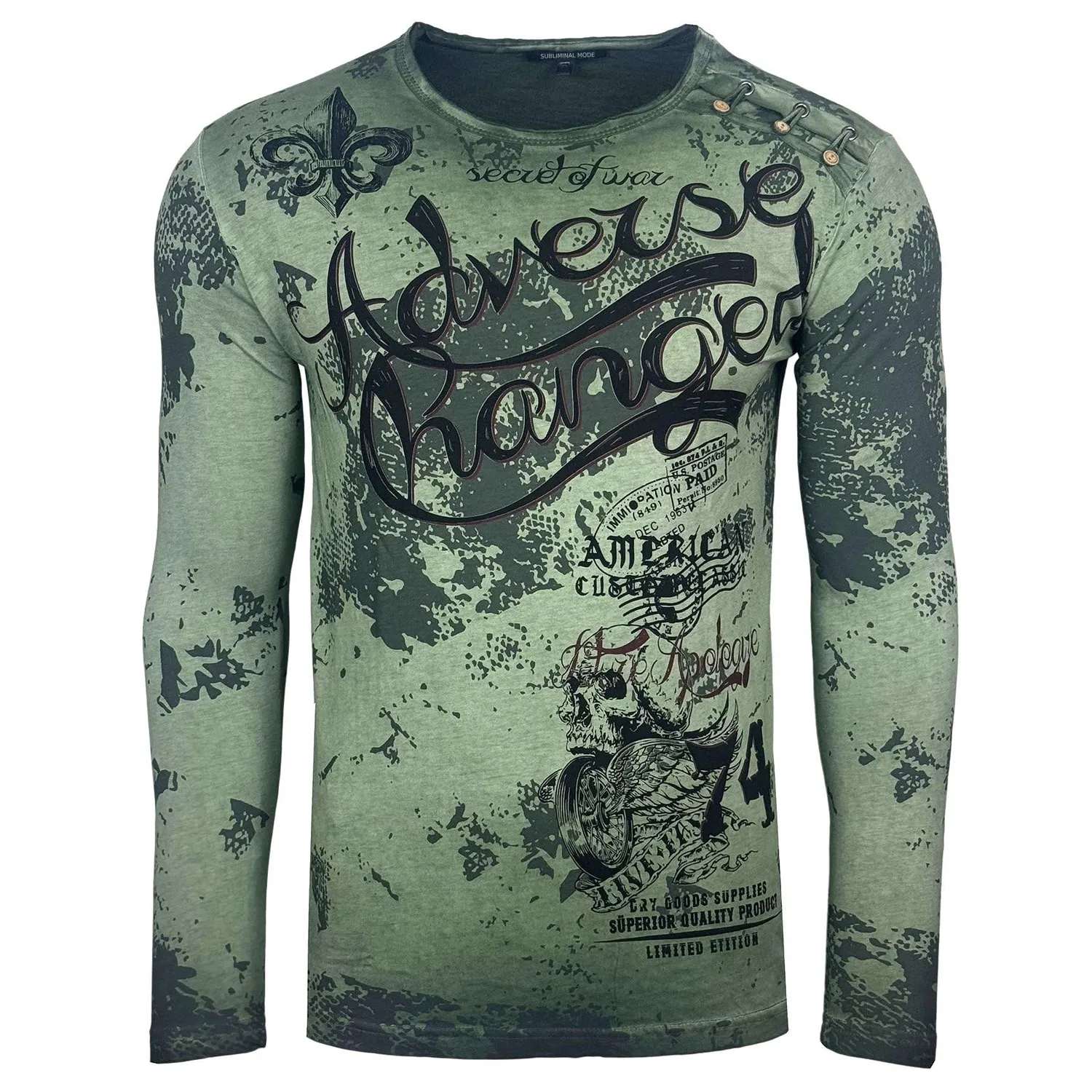 Subliminal Mode BX706 t-shirt manches longues noir délavé