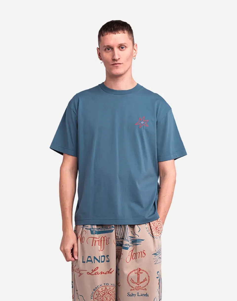 OLOW Rivage t-shirt ample bleu acier coton bio