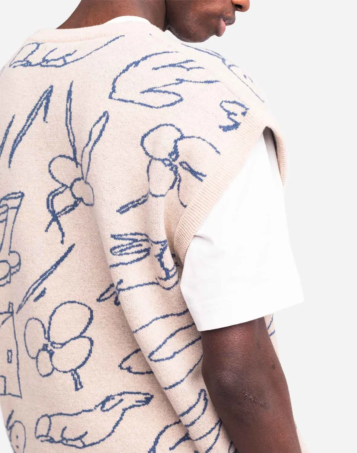 Olow Agon Pull Sans Manches Beige Laine Mérinos