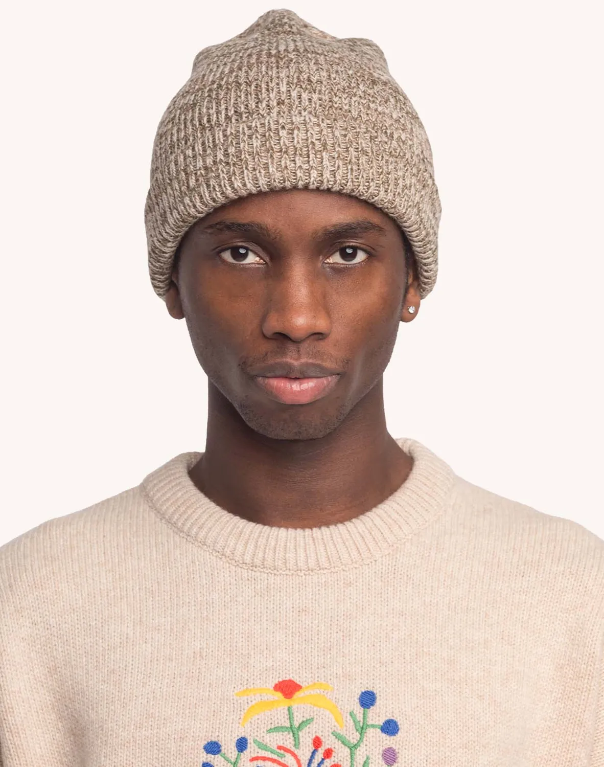 OLOW Falco bonnet beige-kaki chiné laine mérinos