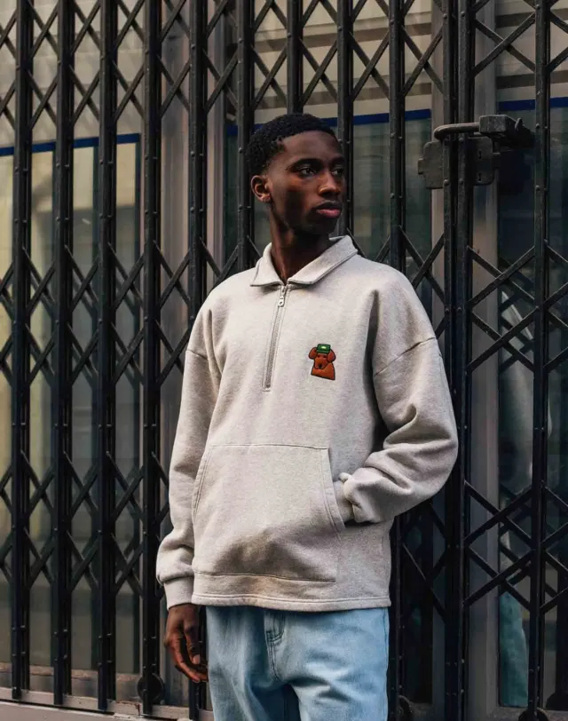 OLOW Manso Alfred sweat gris chiné imprimé