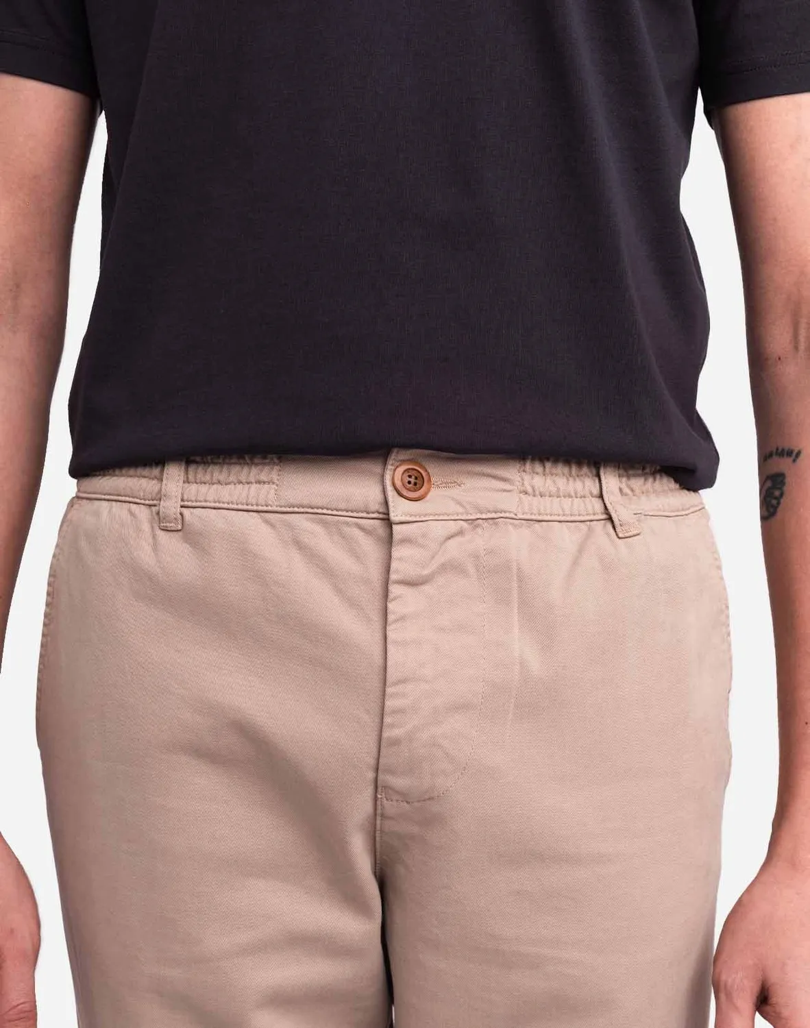 OLOW Chino pantalon beige taille élastique