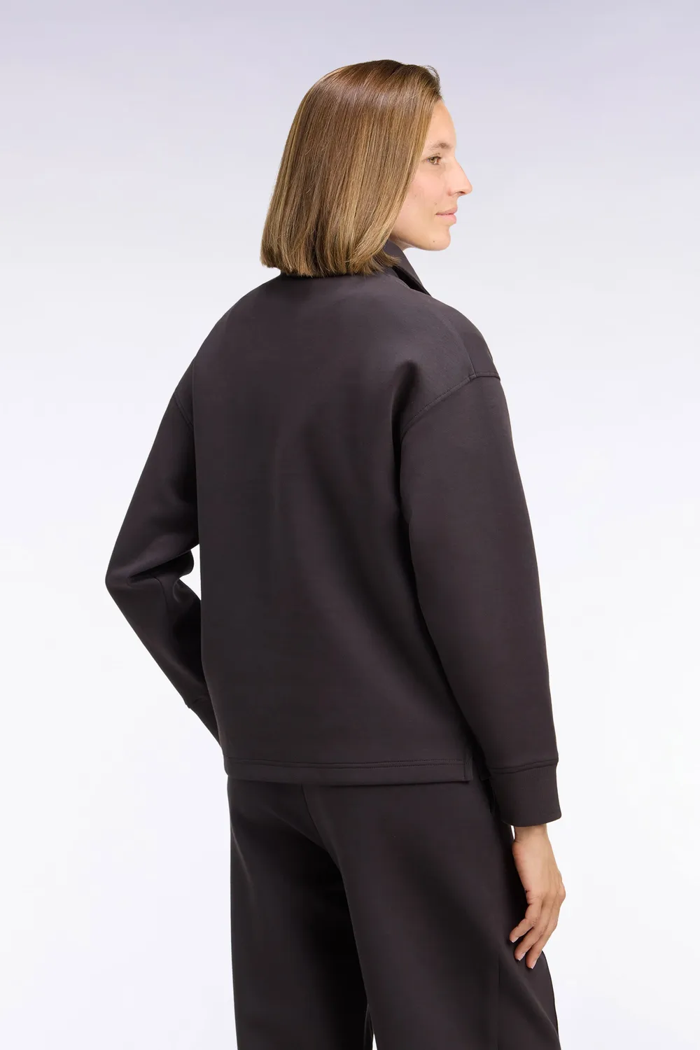 Eden Park Sweatshirt Col Maillot Interlock Marron Unisexe