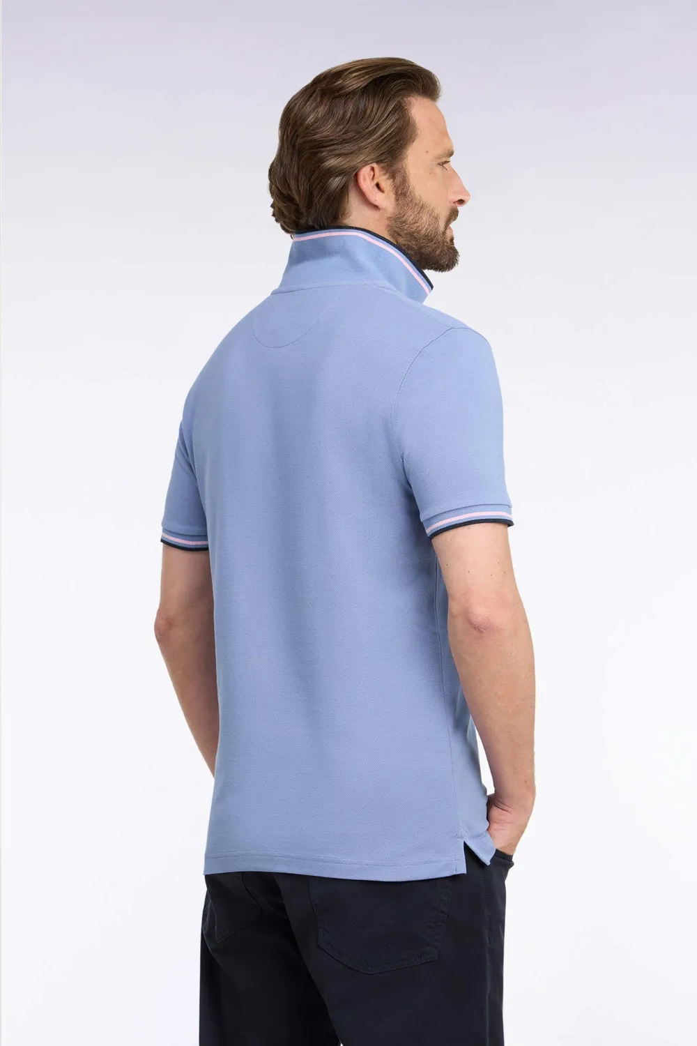 Eden Park polo piqué bleu coton coupe droite homme