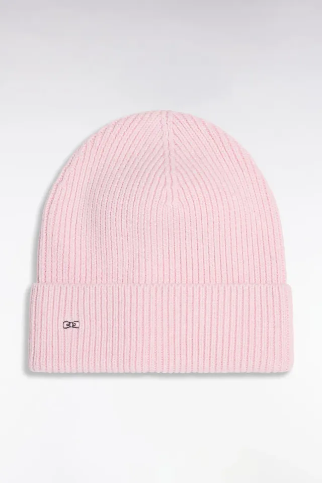 Eden Park bonnet côtelé laine et coton rose taille unique