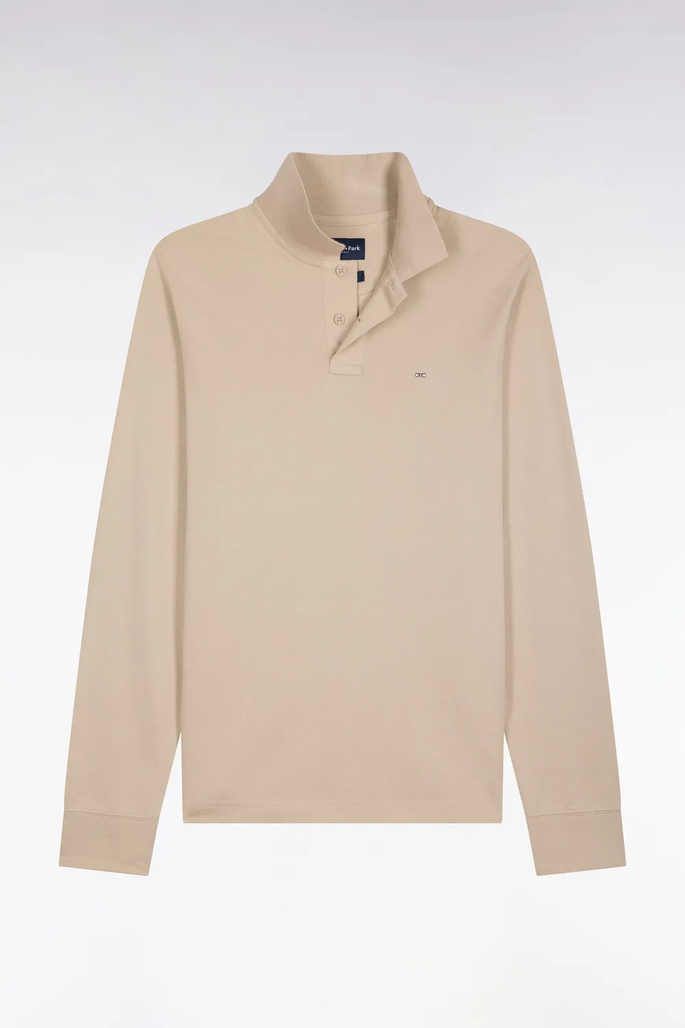 Eden Park polo manches longues Pima beige coupe droite