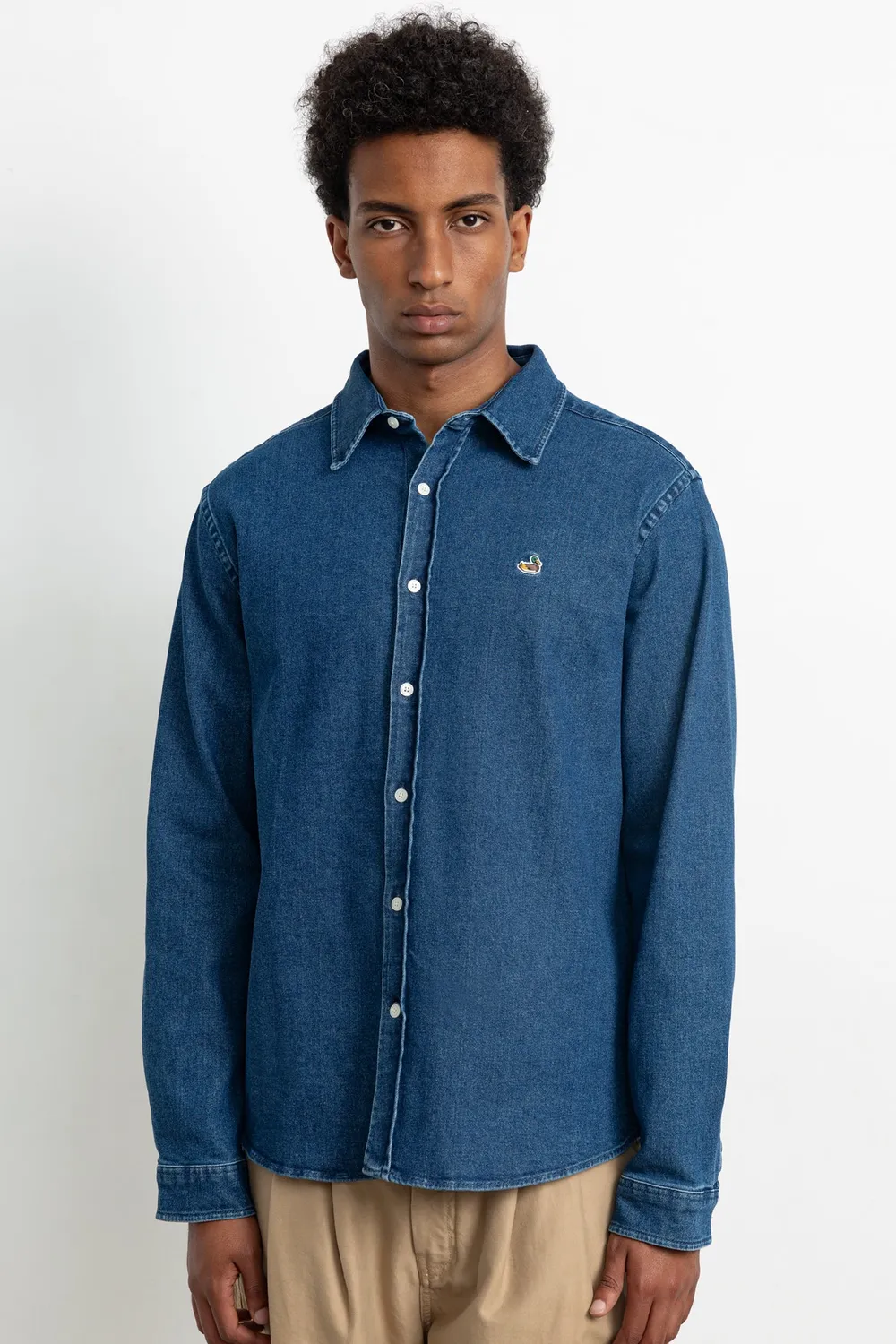 Edmmond Studios Duck Denim Shirt chemise stone wash coton