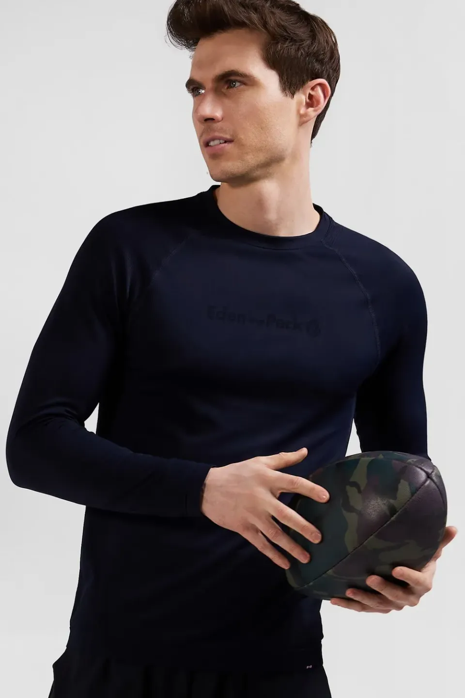 Eden Park t-shirt sport manches longues bleu marine slim