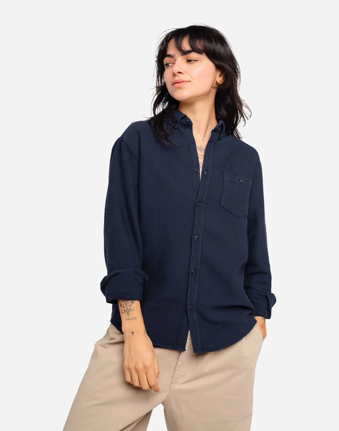OLOW Classico chemise homme coton bleu marine