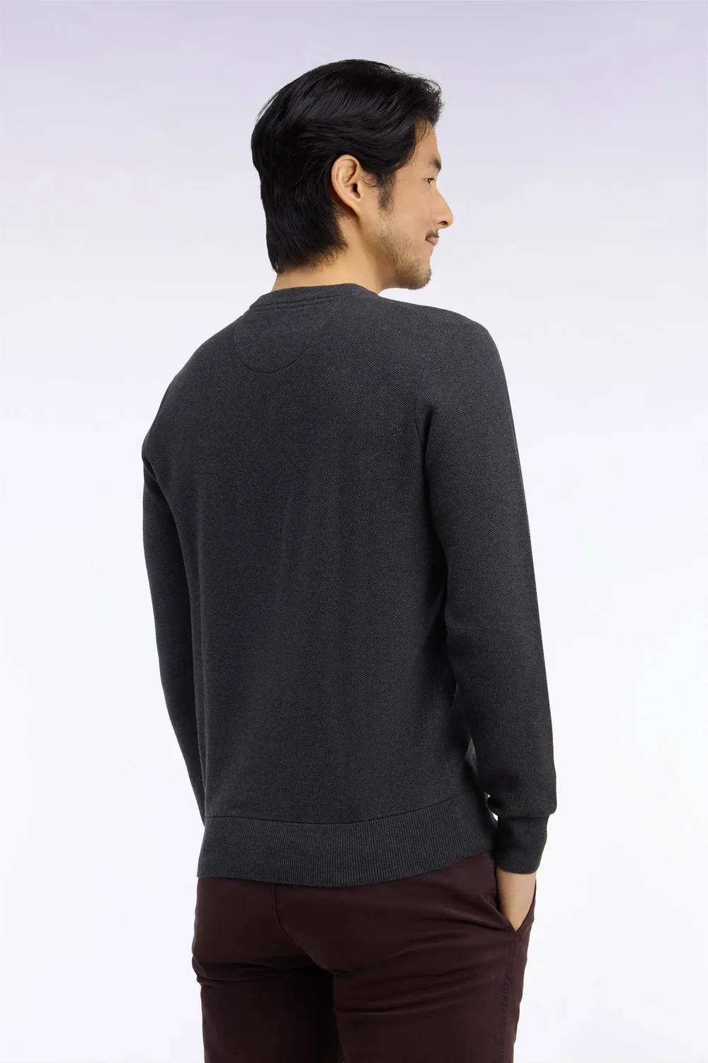 Eden Park H26MAIPU0005 pull gris foncé maille nid d'abeille