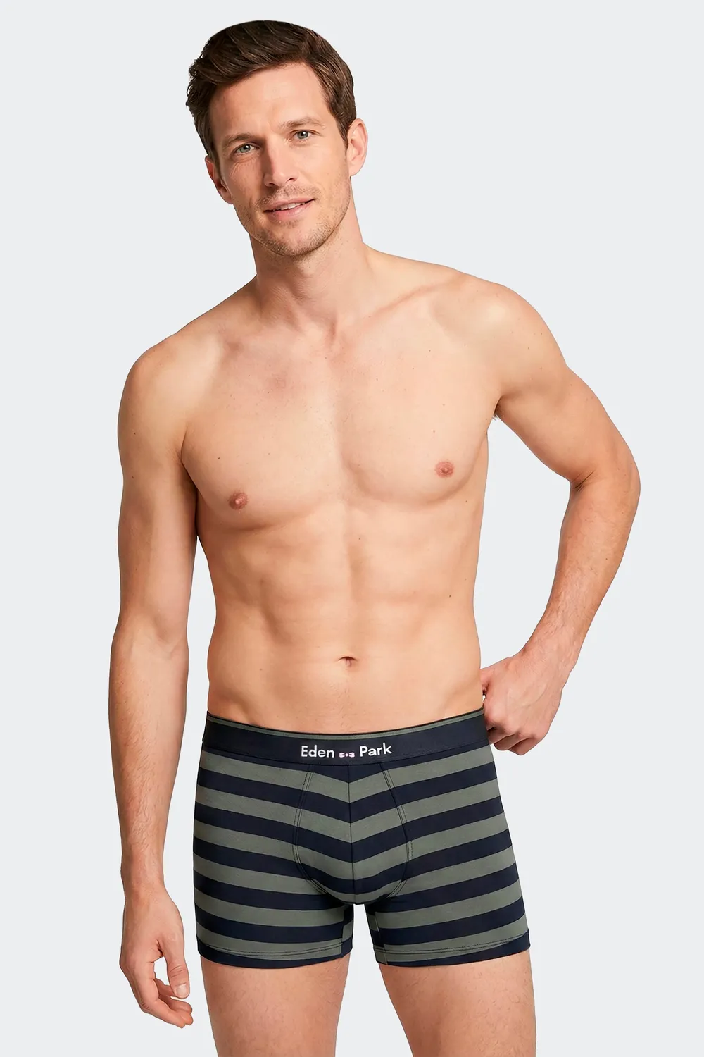 Eden Park lot 2 boxers coton marine kaki homme