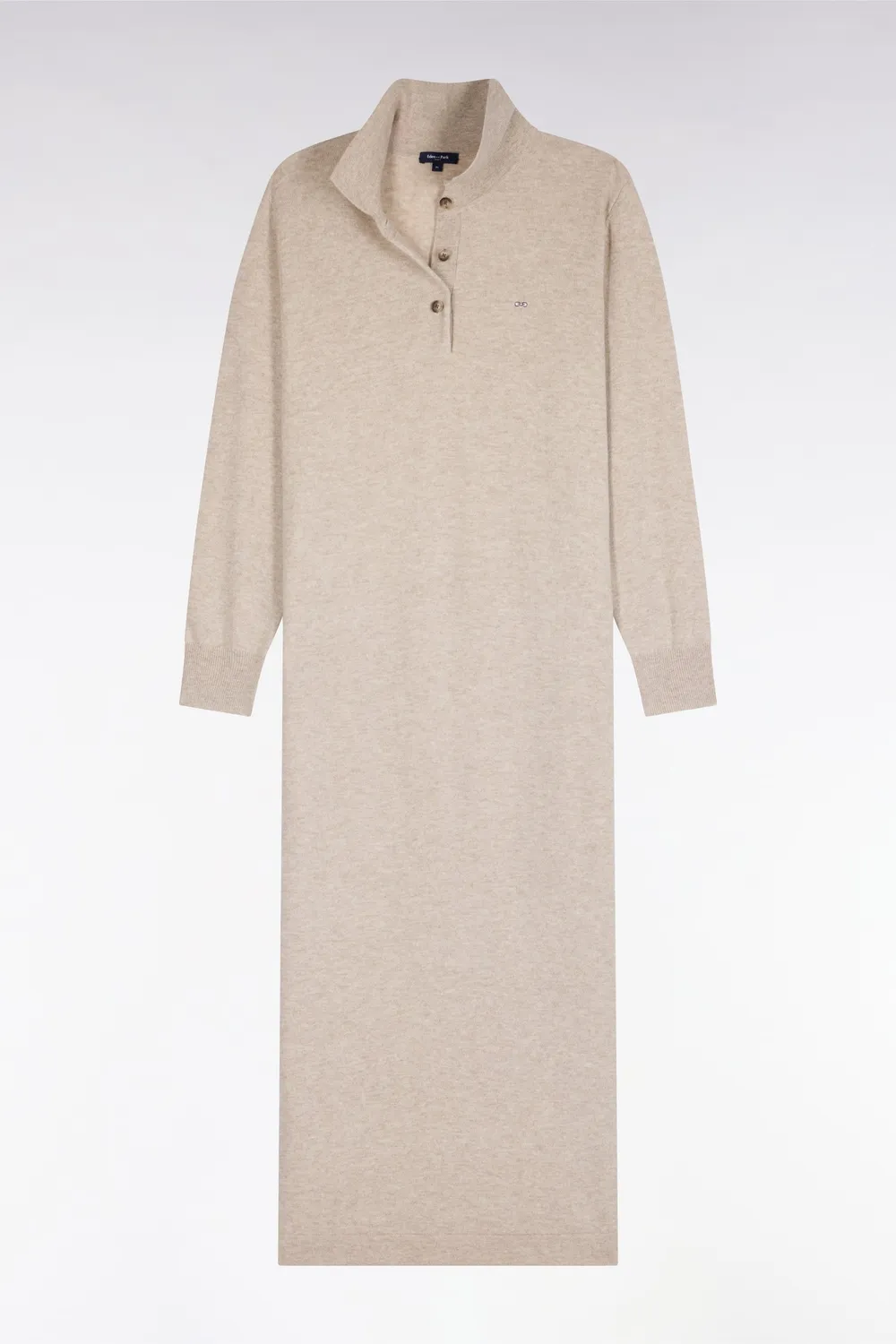 Eden Park robe midi col polo laine cachemire beige