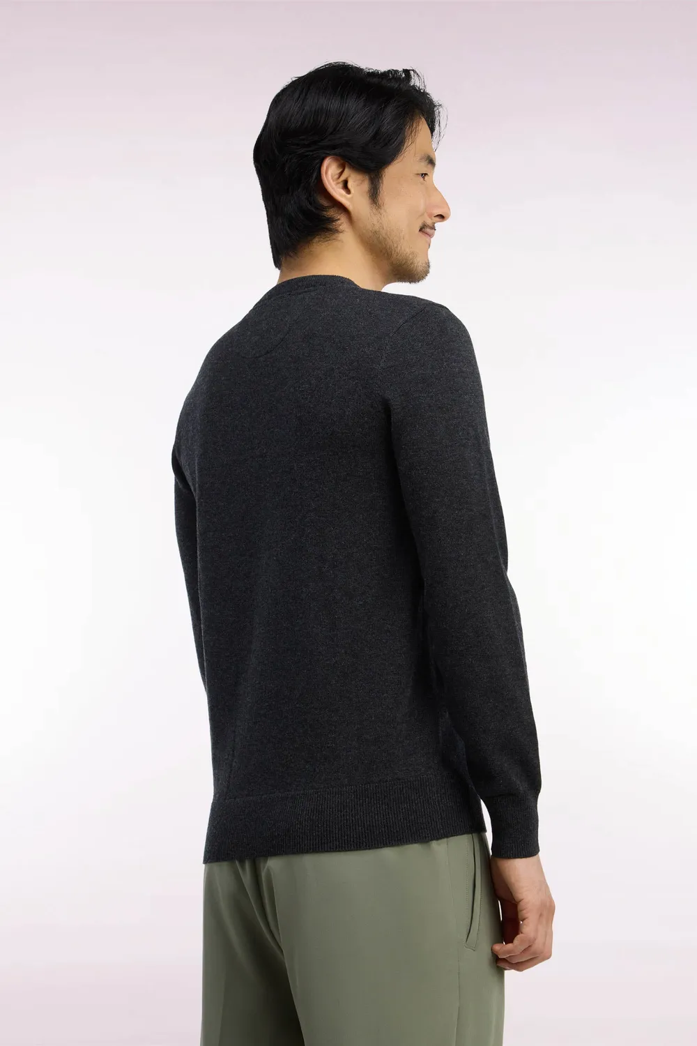 Eden Park pull col rond laine coton gris anthracite